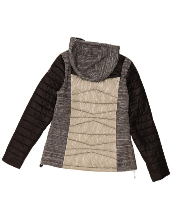 Giacca imbottita con cappuccio da donna Superdry UK 12 Nylon color block grigio medio