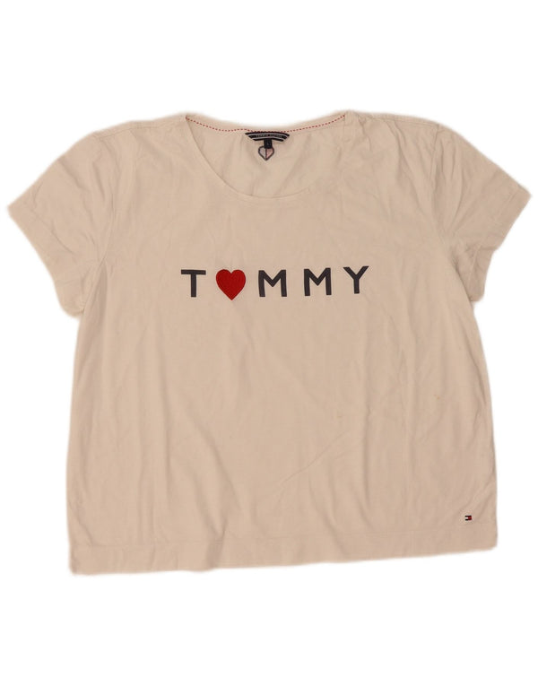 T-shirt grafica da donna Tommy Hilfiger Top UK 16 Large Bianca