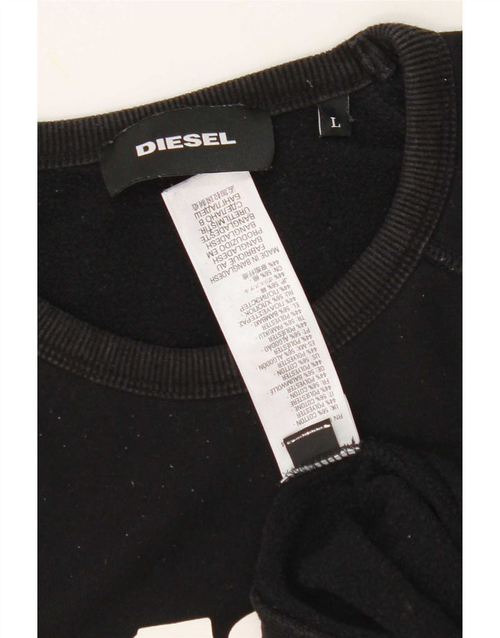 Diesel Felpa grafica da uomo Maglione grande cotone nero