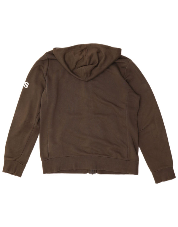 Felpa con cappuccio con zip grafica Adidas da ragazzo 13-14 anni in cotone kaki