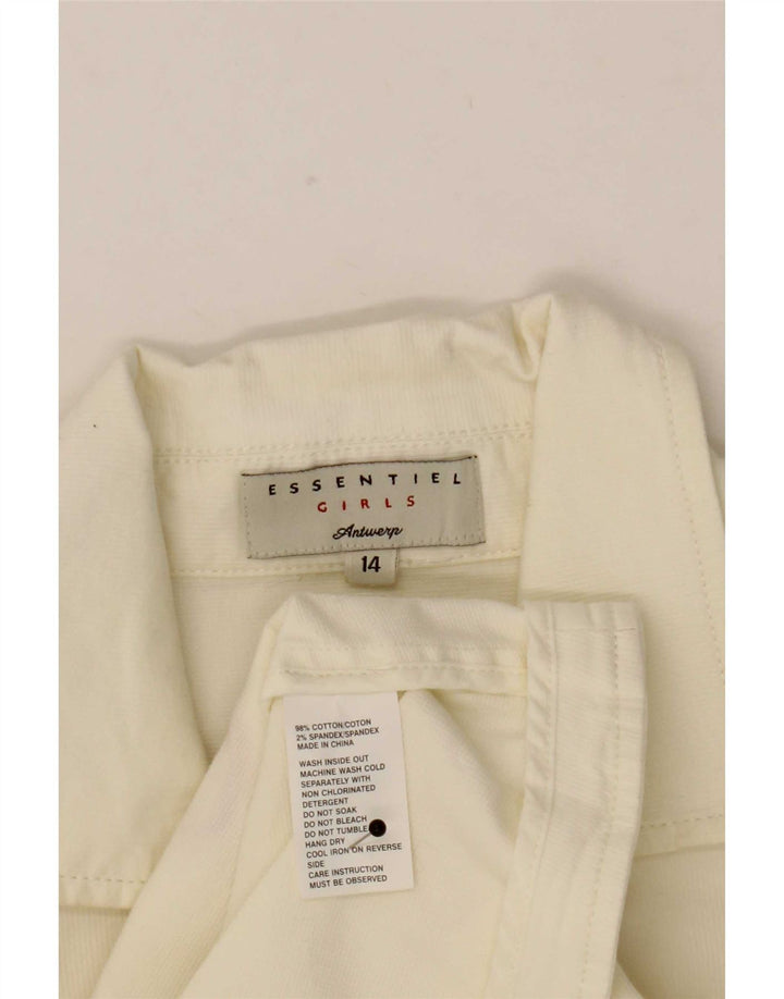 Giacca blazer a 3 bottoni essenziale per ragazze 13-14 anni in cotone bianco sporco