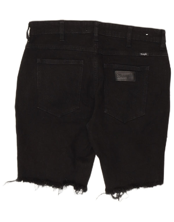 Pantaloncini di jeans invecchiati da uomo Wrangler W32 cotone nero medio
