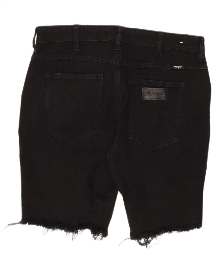 Pantaloncini di jeans invecchiati da uomo Wrangler W32 cotone nero medio
