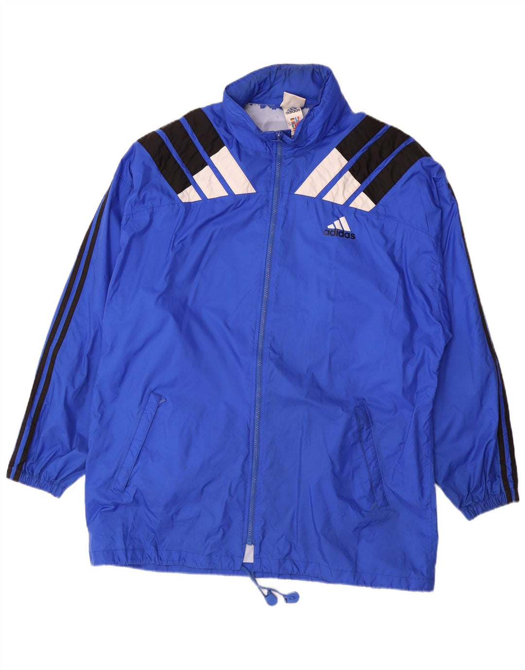 Giacca antipioggia da uomo Adidas UK 44/46 Large Blu Colourblock in poliammide