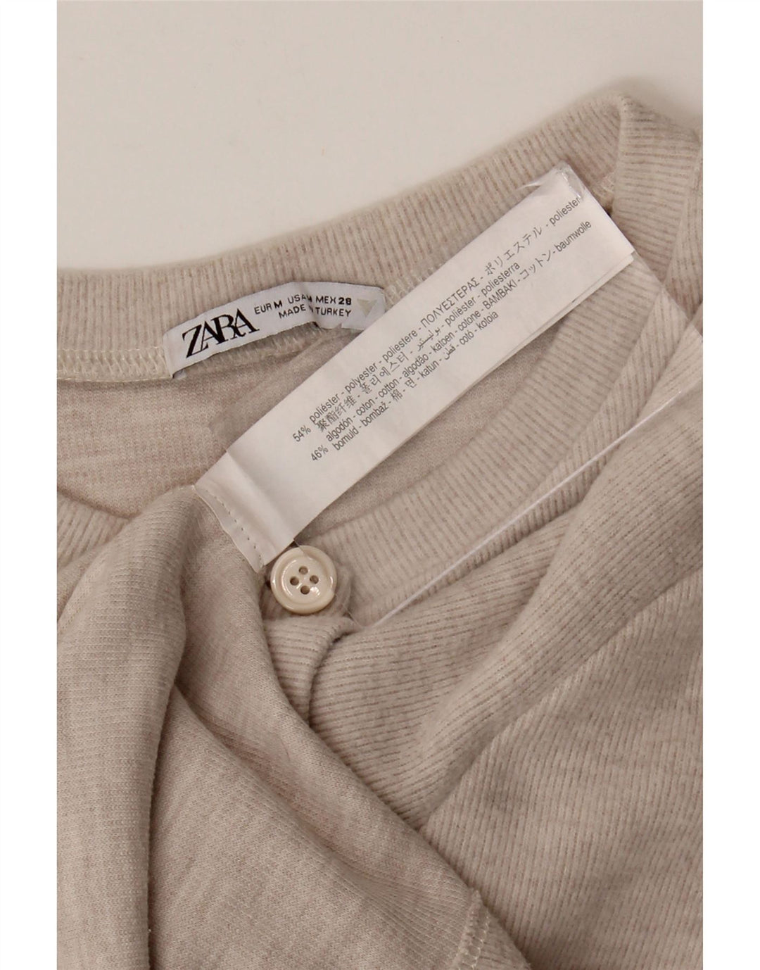 Maglione cardigan corto da donna Zara UK 12 Poliestere beige medio