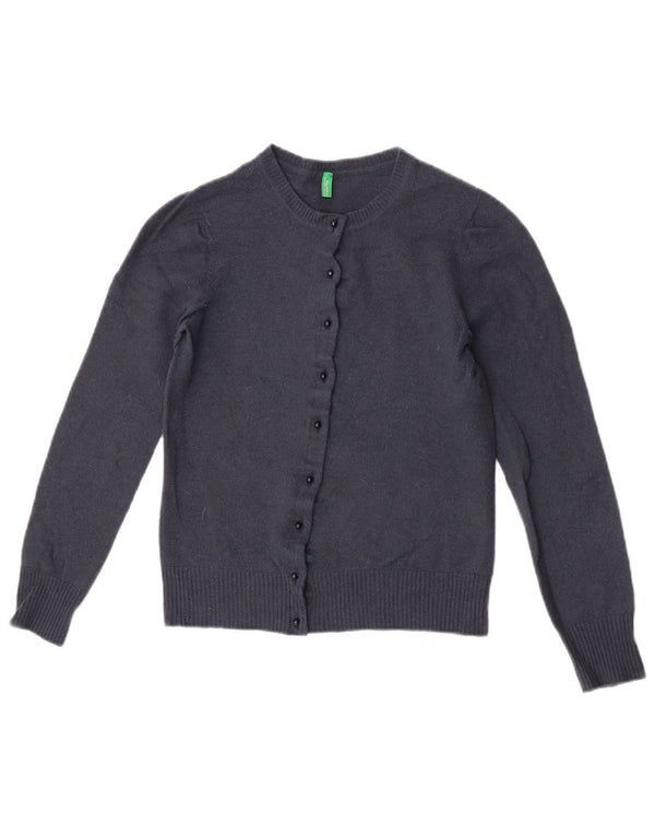 Maglione cardigan corto da donna Benetton UK 6 XS lana blu navy