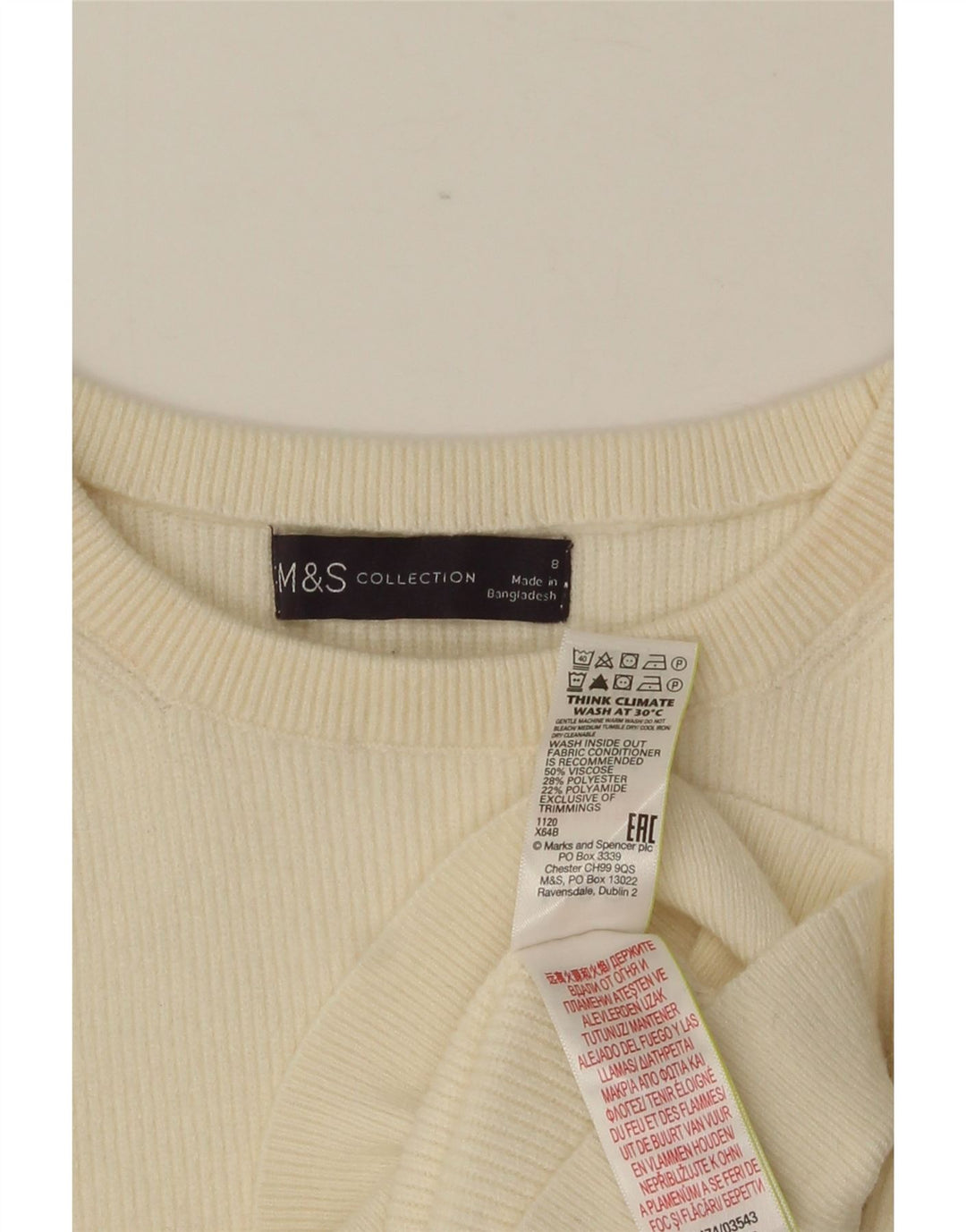 MARKS & SPENCER Maglione maglione girocollo da donna UK 8 piccolo Beige