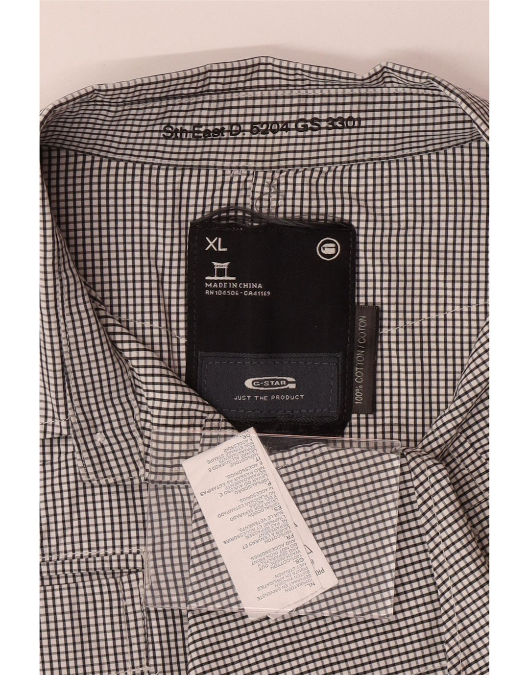 Camicia da uomo G-STAR XL in cotone a quadri neri