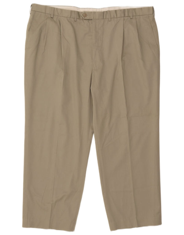 Pantaloni da abito con pegging da uomo Marks & Spencer W46 L27 Poliestere beige