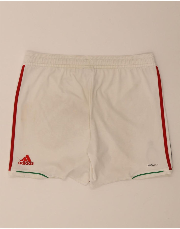 Pantaloncini sportivi Adidas da uomo in poliestere color block bianco medio