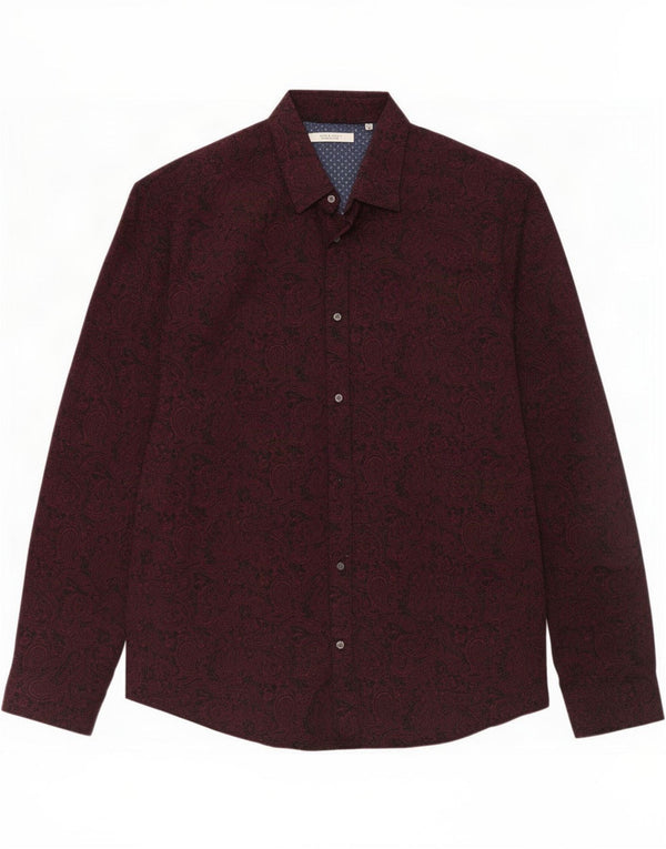 Camicia premium da uomo Jack & Jones taglia 46 2XL cotone cachemire bordeaux