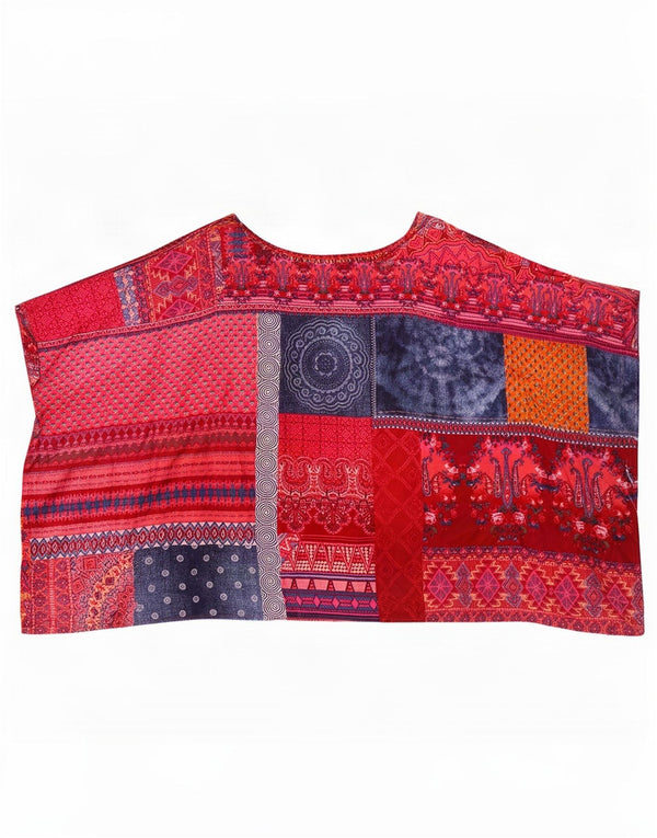 Desigual Donna Camicetta Oversize Top UK 10 Piccola Viscosa Floreale Rossa