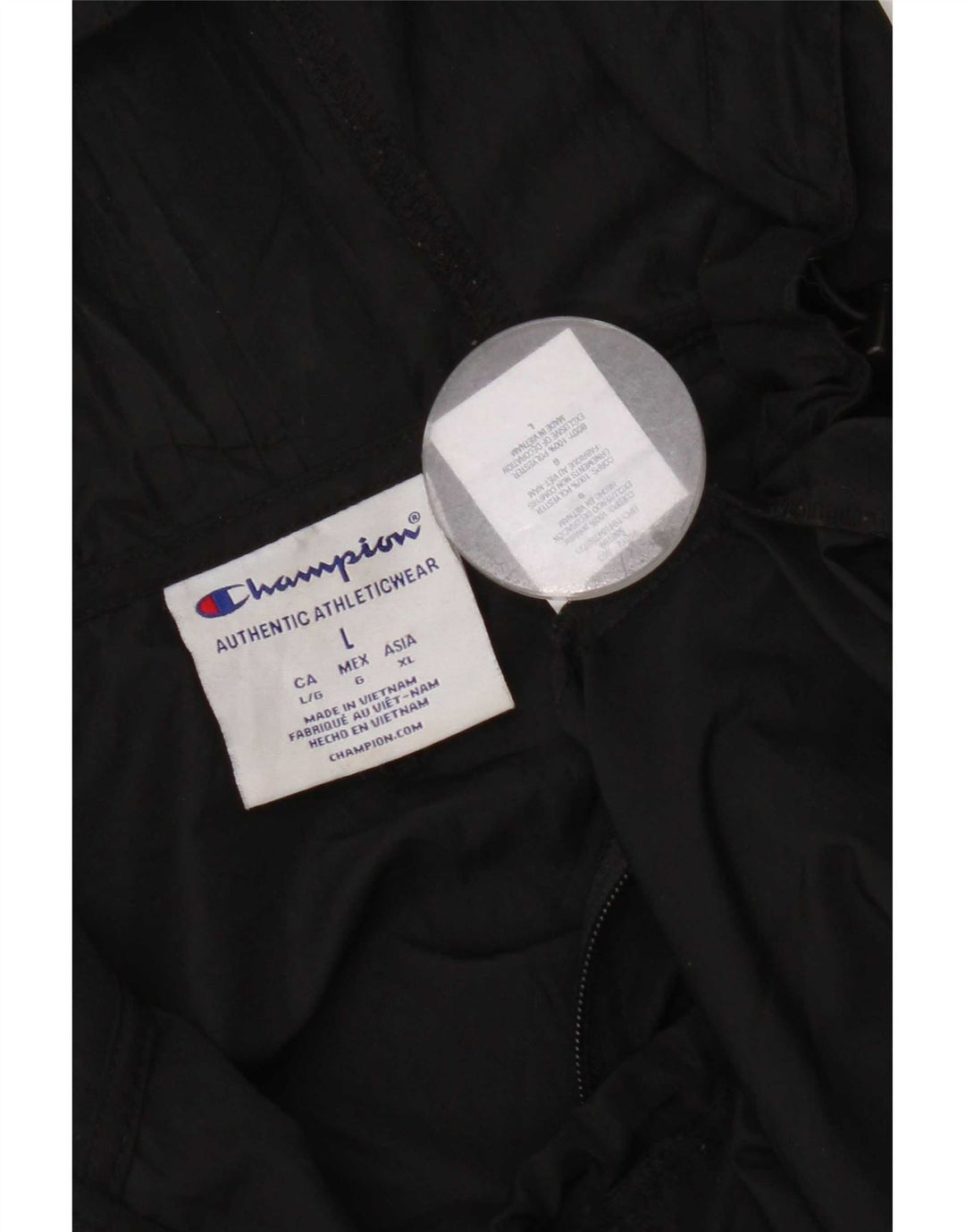 Giacca antipioggia Champion da uomo con pullover grafico UK 40 grande poliestere nero