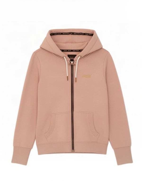 Maglione con cappuccio e zip da donna Superdry UK 14 grande cotone rosa