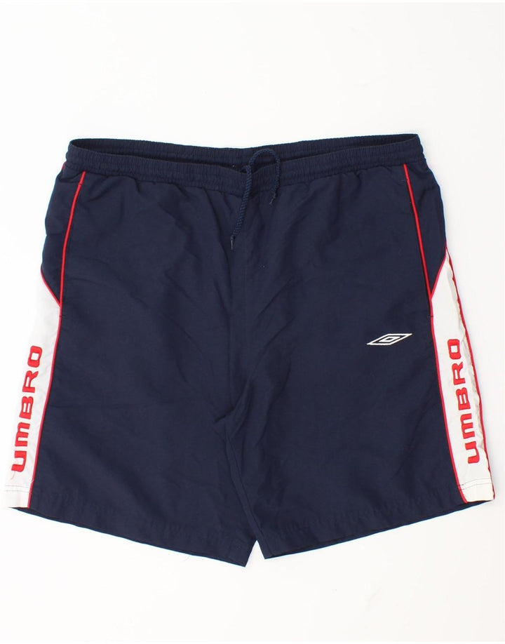 Pantaloncini sportivi grafici da uomo Umbro medio in poliestere color block blu navy