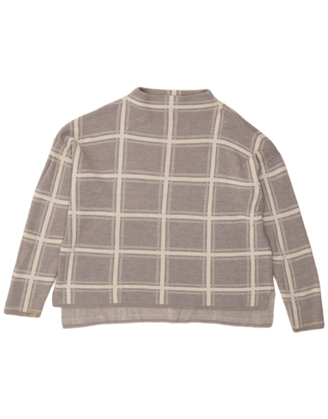 Maglione maglione girocollo da donna Marks & Spencer UK 16 grande quadri grigi