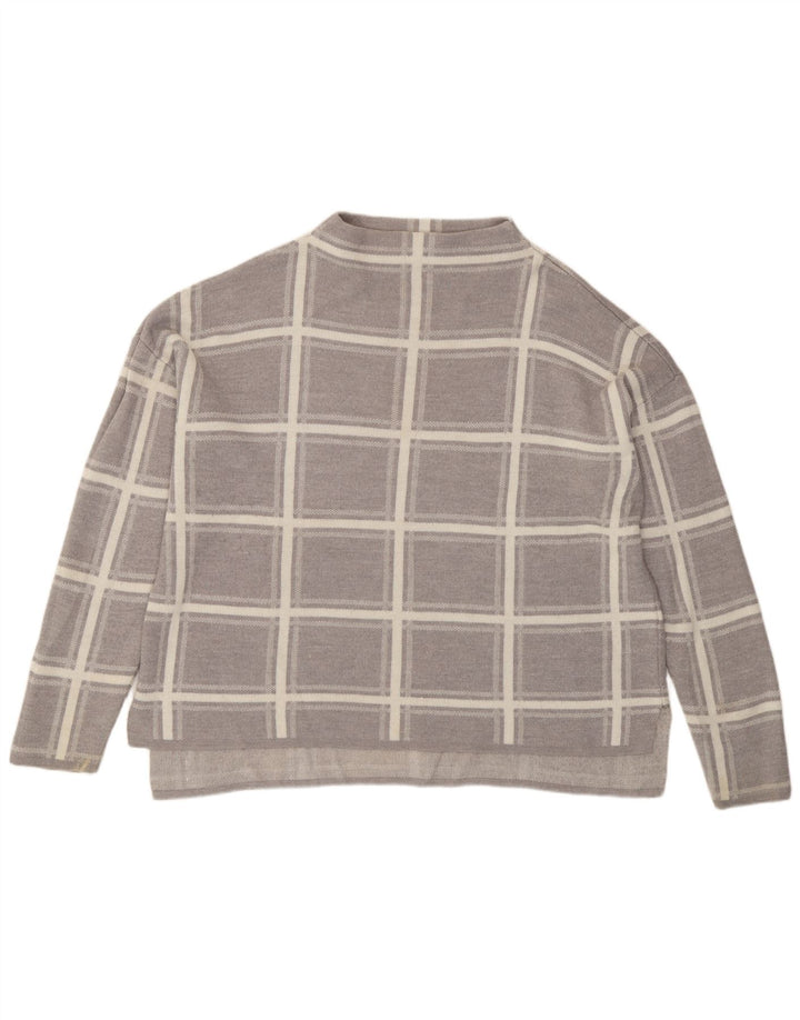 Maglione maglione girocollo da donna Marks & Spencer UK 16 grande quadri grigi