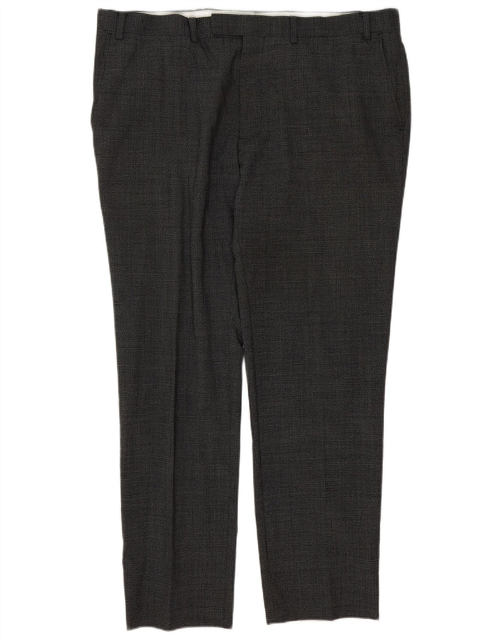 Pantaloni da abito affusolati da uomo Marks & Spencer W40 L31 classici in lana grigia