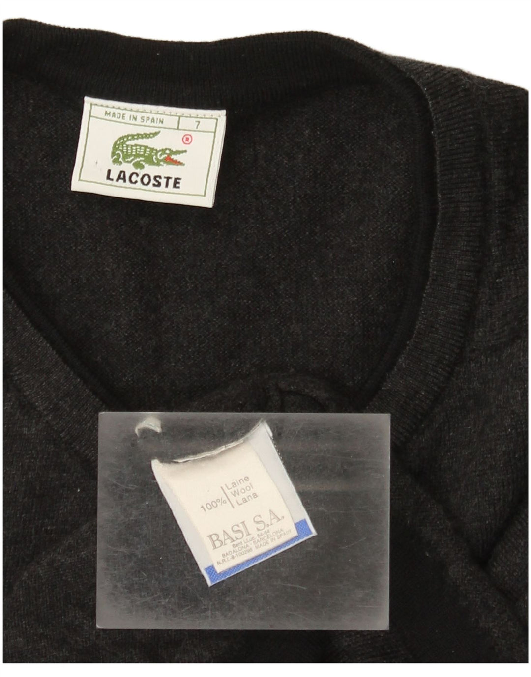 Maglione maglione con scollo a V da uomo Lacoste taglia 7 2XL lana grigia