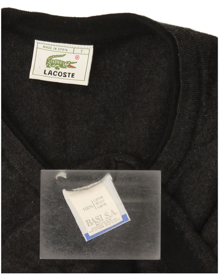 Maglione maglione con scollo a V da uomo Lacoste taglia 7 2XL lana grigia