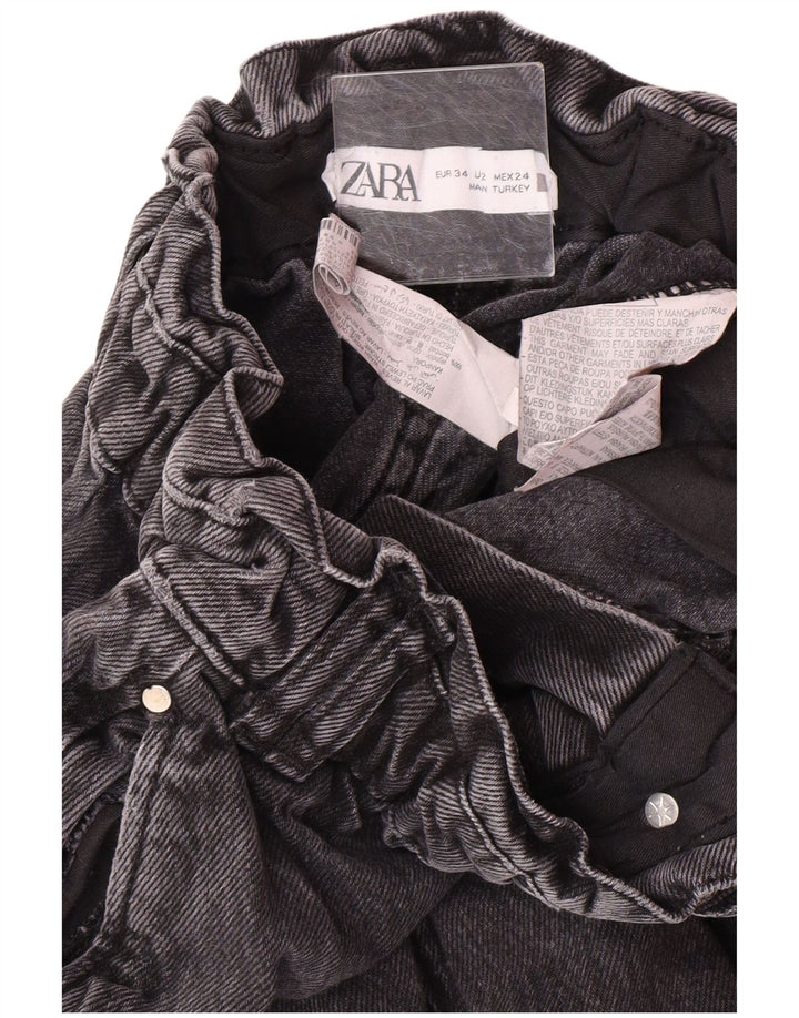 Jeans affusolati a vita alta da donna Zara EU 34 2XS W24 L25 cotone grigio moderno