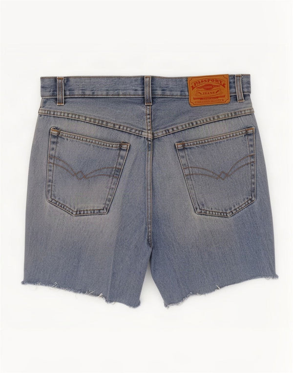 Pantaloncini di jeans a vita alta da donna Passport IT 52 2XL W34 Cotone blu