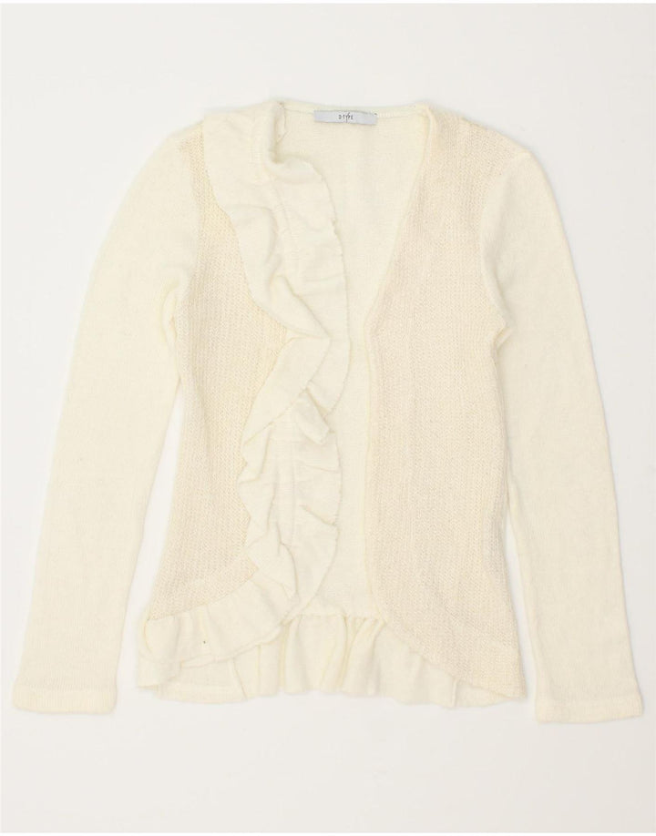 VINTAGE Womens Open Cardigan Sweater Medium Off White Acrylic Vintage Vintage and Second-Hand Vintage from Messina Hembry 