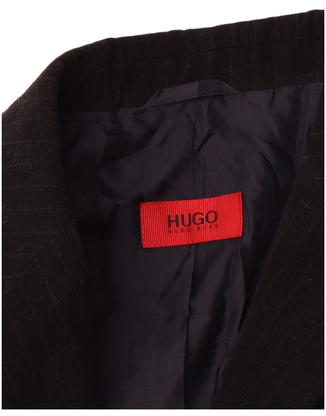 Giacca blazer da uomo a 2 bottoni HUGO BOSS EU 50 grande cotone gessato nero