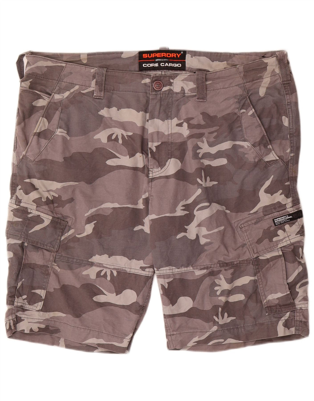 Pantaloncini cargo da uomo Superdry W38 XL in cotone mimetico grigio
