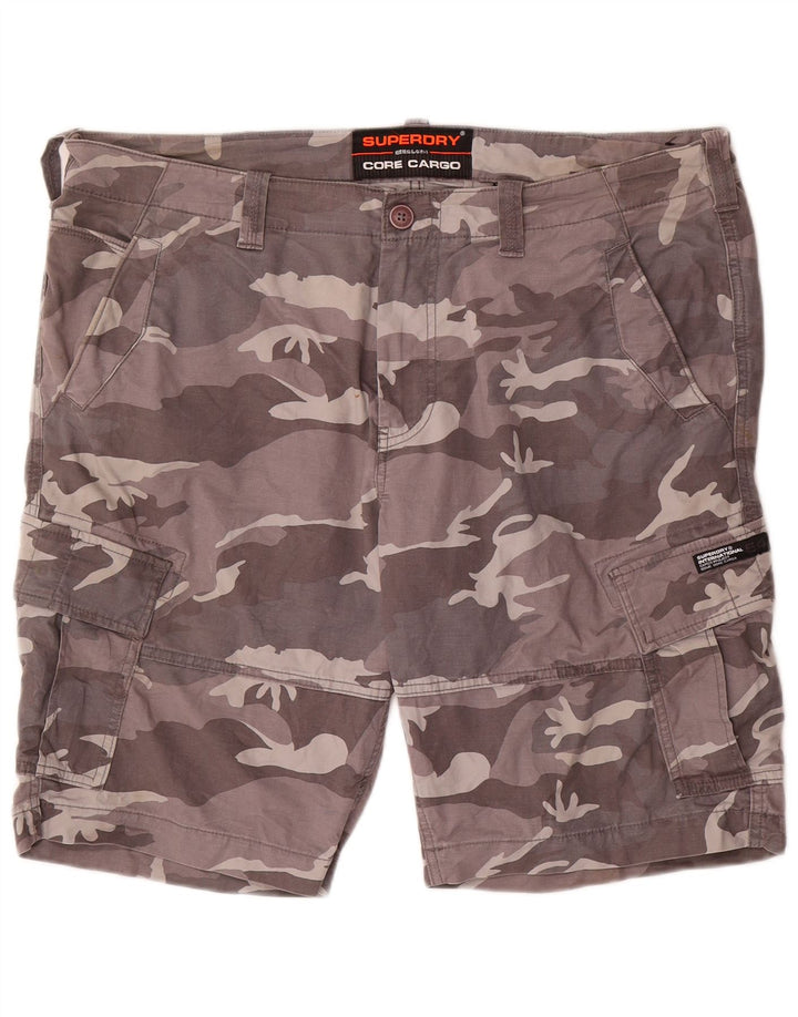Pantaloncini cargo da uomo Superdry W38 XL in cotone mimetico grigio