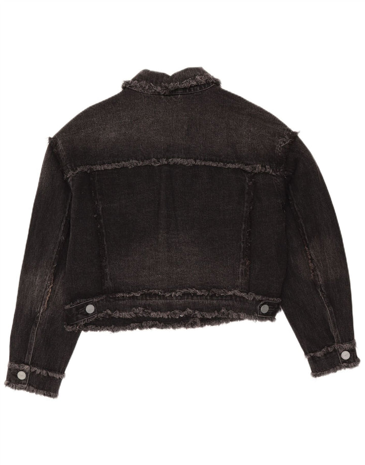 Giacca di jeans oversize corta da donna All Saints UK 10 piccola in cotone nero