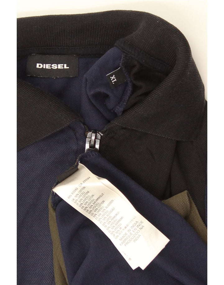 Polo da uomo Diesel XL in cotone color block multicolore