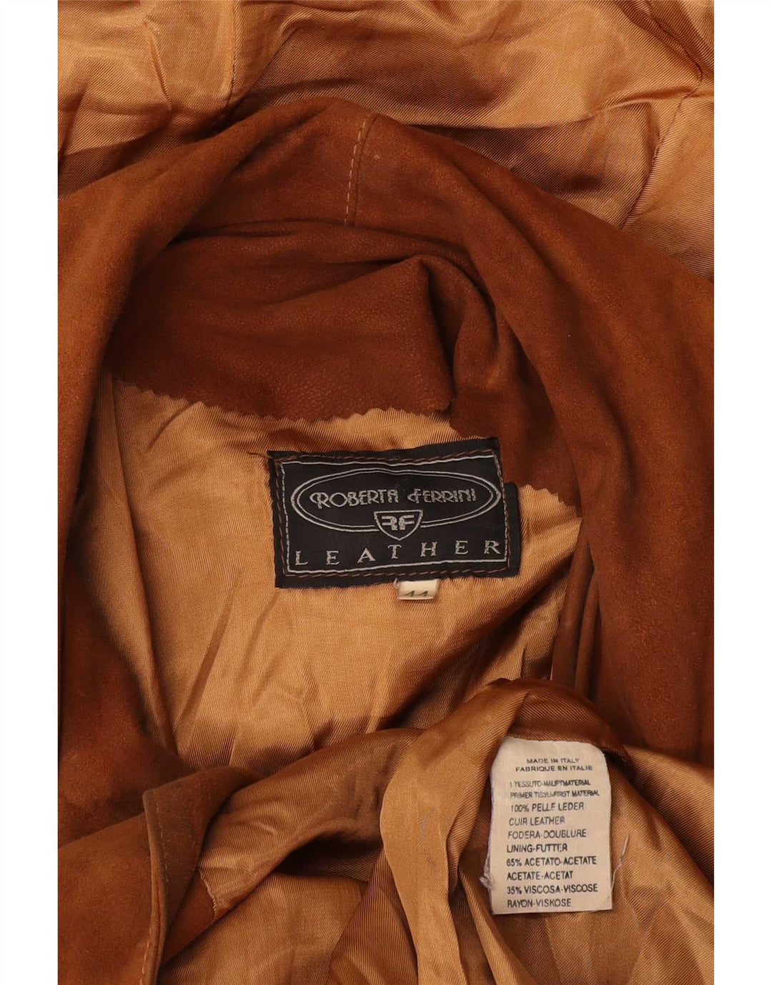 Roberta Ferrini Soprabito Donna in Camoscio con Cappuccio IT 44 Pelle Marrone Medio