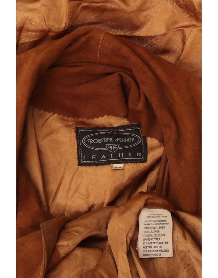 Roberta Ferrini Soprabito Donna in Camoscio con Cappuccio IT 44 Pelle Marrone Medio