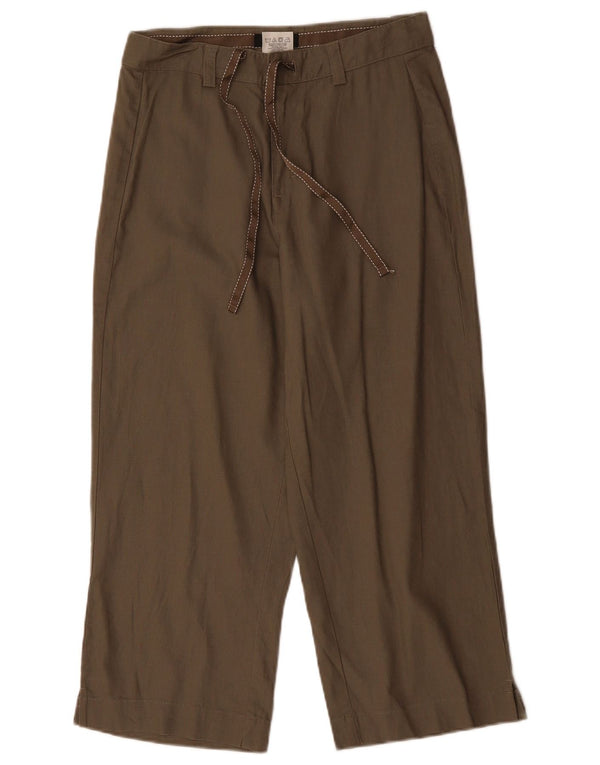 Pantaloni corti da donna Lee Khakis a gamba larga US 8 Medium W30 L23 Lino marrone