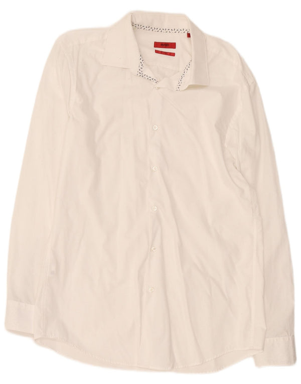 Camicia slim fit da uomo Hugo Boss taglia 42 16 1/2 grande cotone bianco