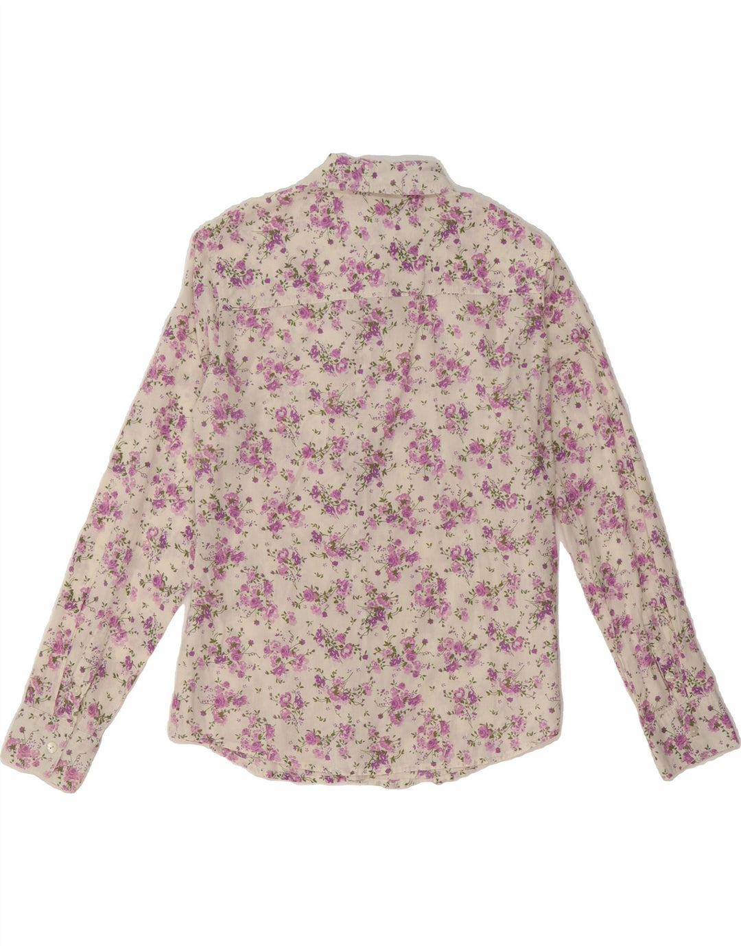 BENETTON Womens Shirt UK 12 Medium Off White Floral Vintage Benetton and Second-Hand Benetton from Messina Hembry 