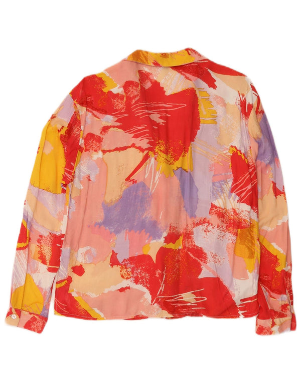 Camicetta camicia vintage da donna con motivo astratto UK 10 piccola multicolore