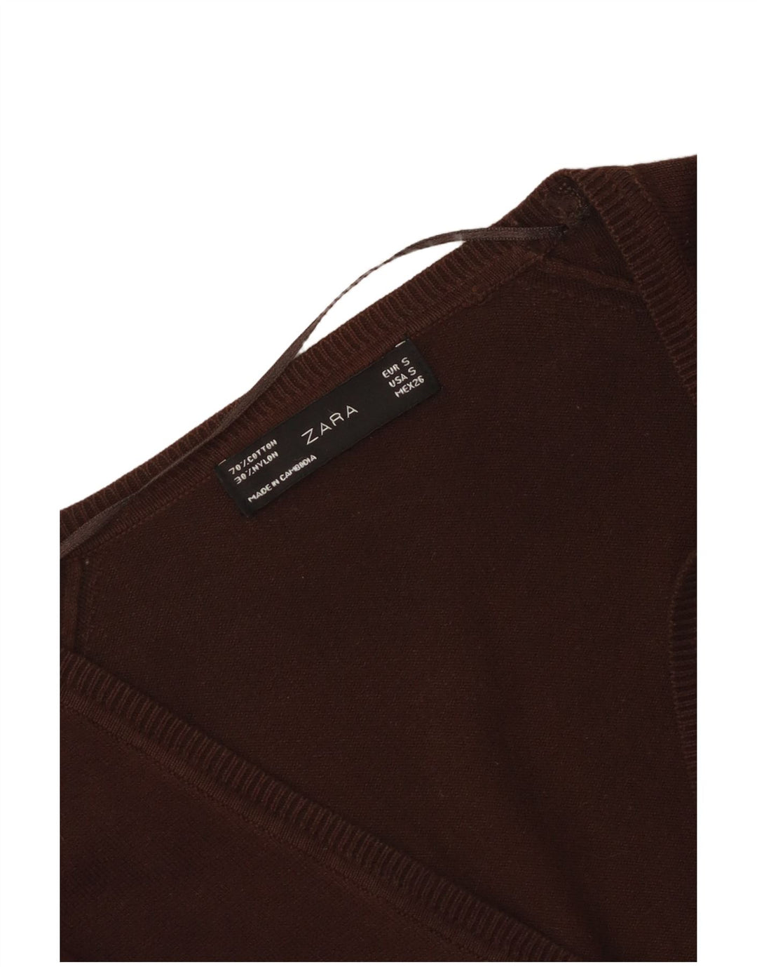 Maglione cardigan da donna Zara UK 10 piccolo cotone marrone