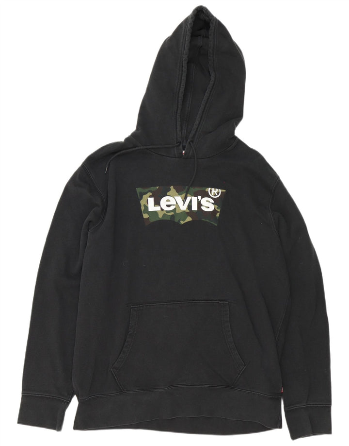 Maglione con cappuccio grafico da uomo Levi's XL in cotone nero