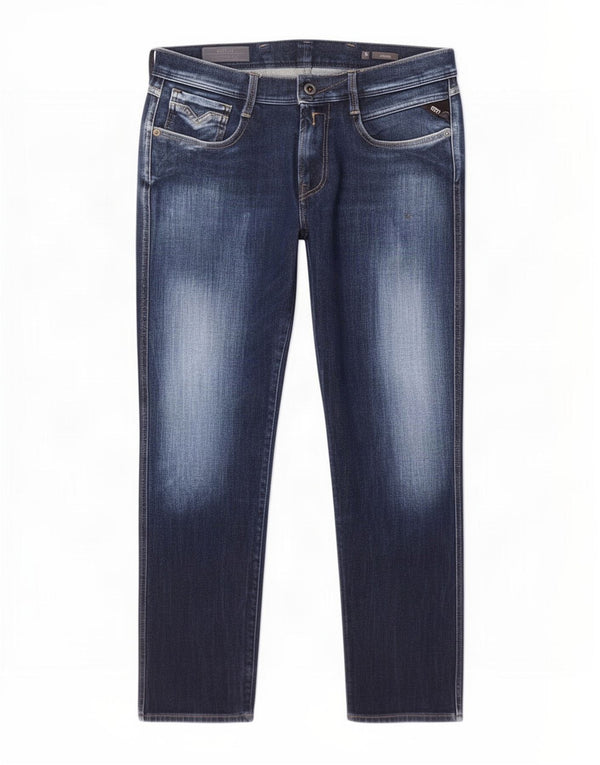 Replay Womens Anbass Slim Jeans W32 L27 Navy Blue Cotton