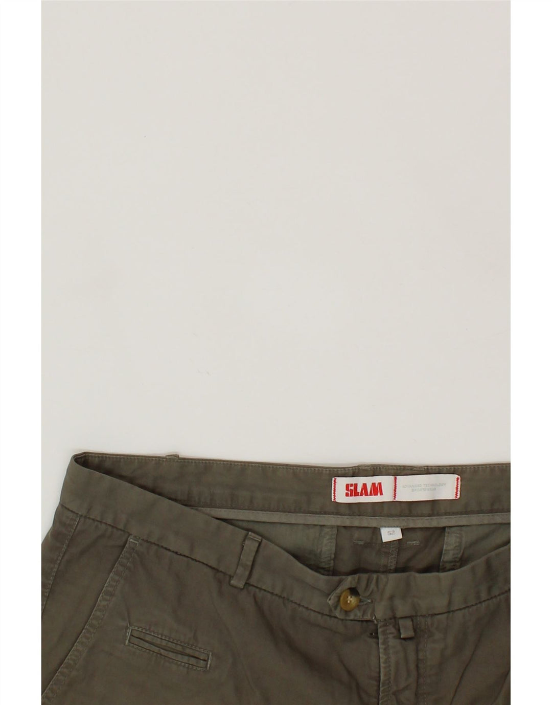 SLAM Mens Chino Shorts IT 52 XL W38  Khaki Cotton Vintage Slam and Second-Hand Slam from Messina Hembry 