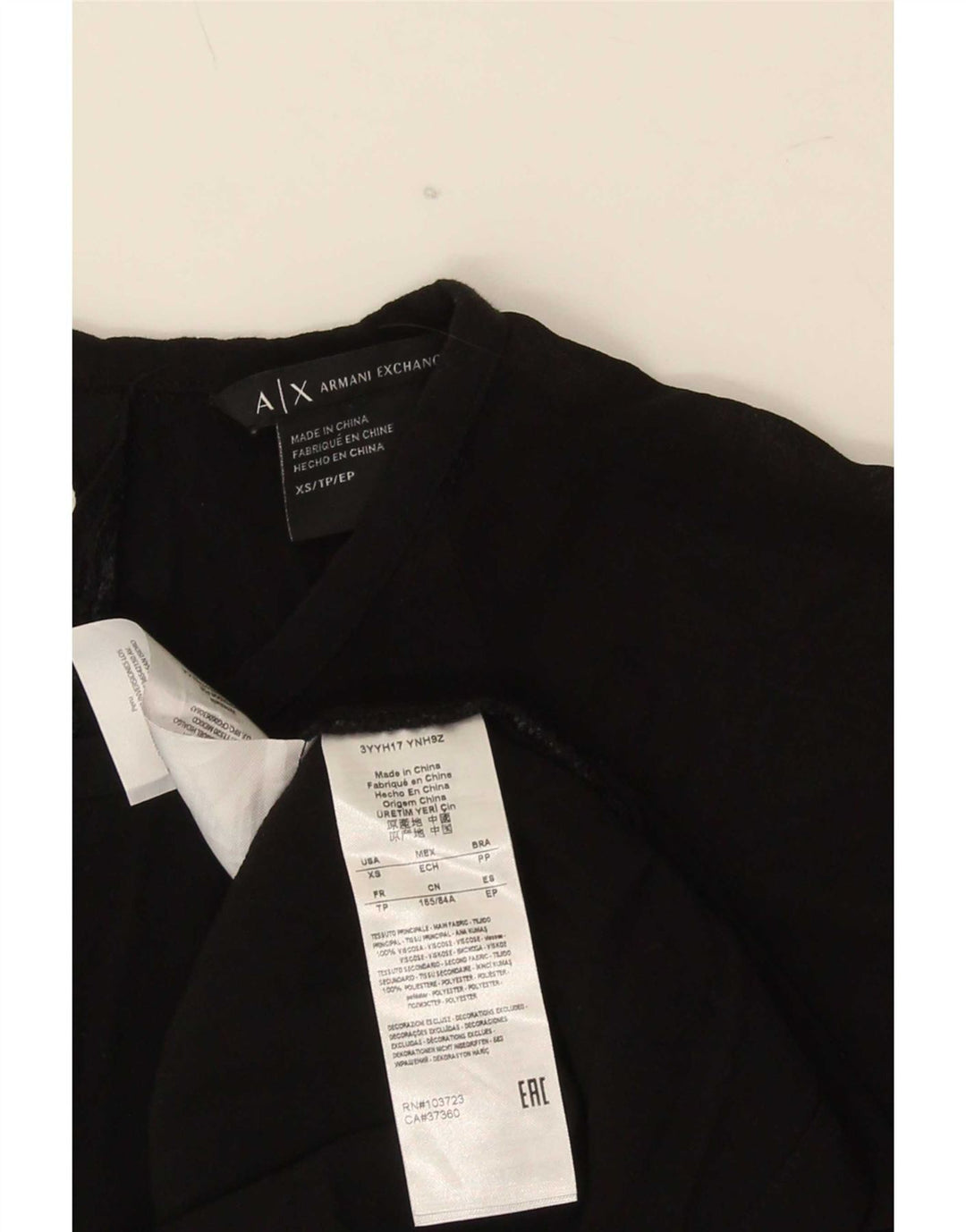 Armani Exchange Donna Camicetta Top UK 6 XS Nero Viscosa