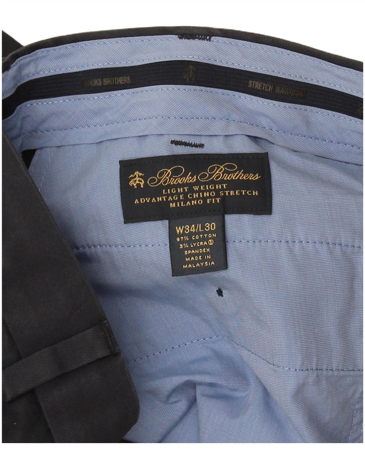 Pantaloni chino regolari elasticizzati da uomo Brooks Brothers W34 L27 Blu Navy