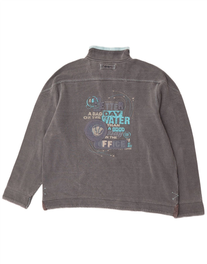 Felpa da uomo con collo con zip Fat Face, maglione grande, cotone grigio