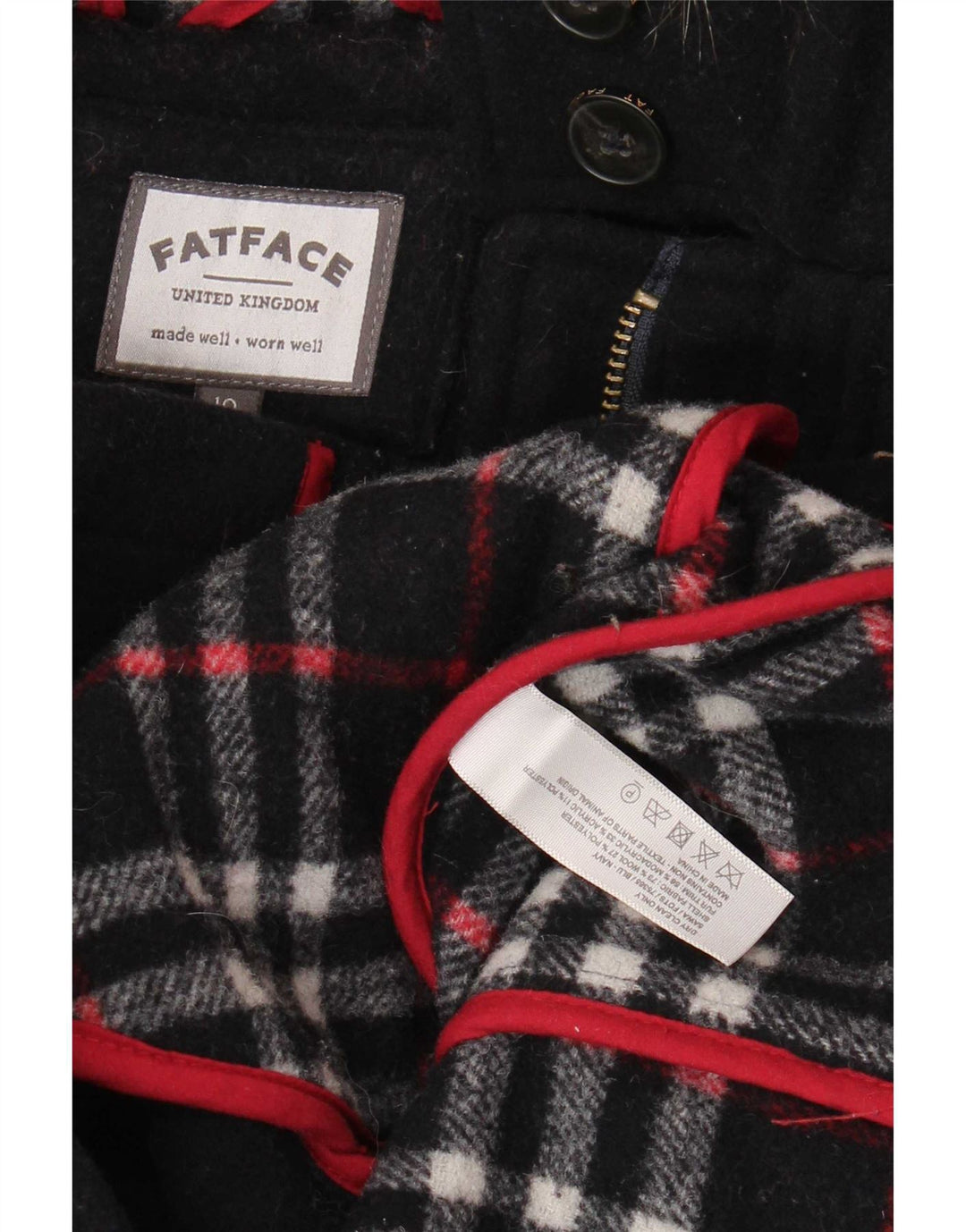 Montgomery con cappuccio da donna Fat Face UK 10 Small Lana blu navy