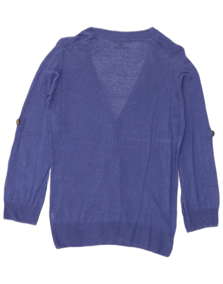 Maglione cardigan da donna Massimo Dutti UK 12 Lino blu medio