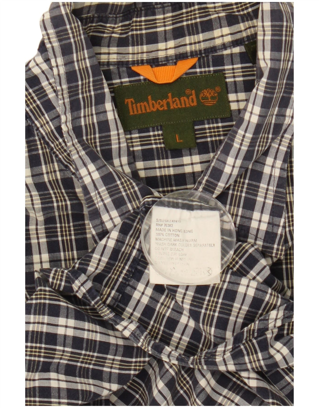 Camicia a maniche corte da uomo Timberland grande in cotone a quadri blu navy