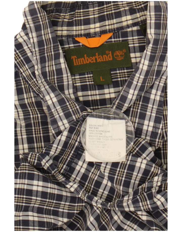 Camicia a maniche corte da uomo Timberland grande in cotone a quadri blu navy