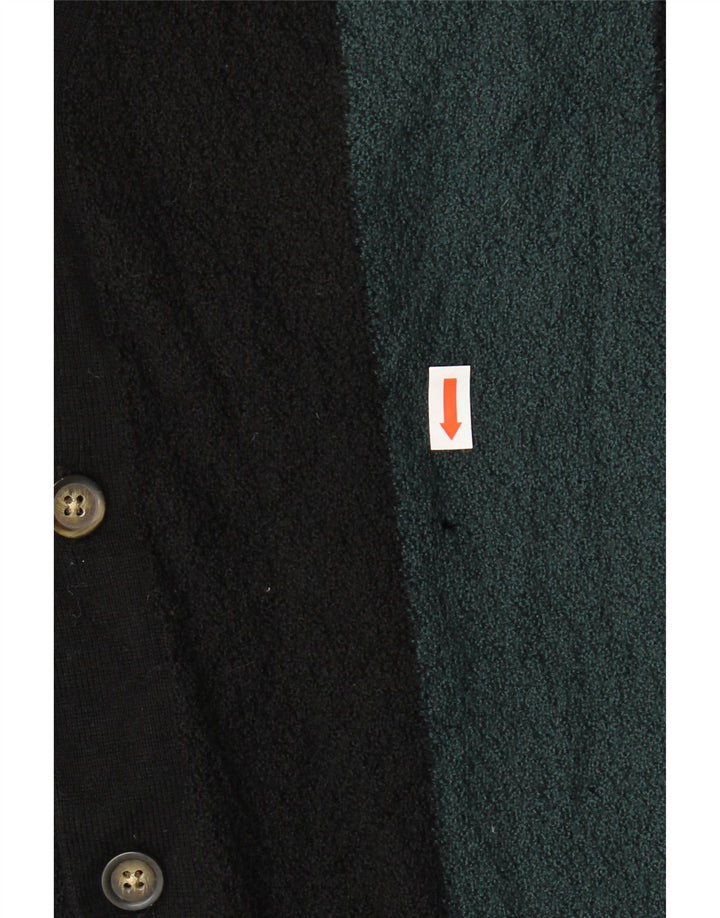 Maglione cardigan da uomo Penguin, lana merino color block nero medio